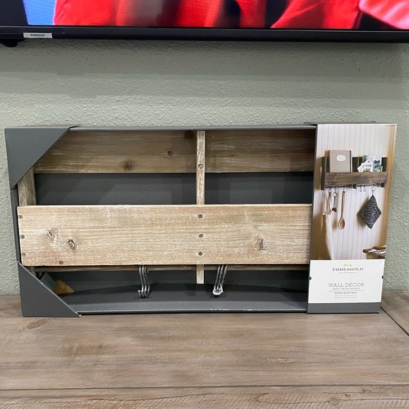 Threshold Other - “Final Price” New Threshold Wood Shelf with Hooks